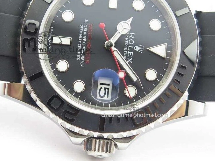 0418 ModernLook Yacht-Master 116655 SS JF Best Edition Ceramic Bezel On Rubber Strap SA 3850